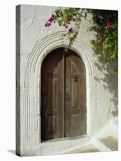 Traditional Arched Doorway, Lindos Town, Rhodes, Dodecanese Islands, Greece-Fraser Hall-Stretched Canvas
