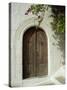 Traditional Arched Doorway, Lindos Town, Rhodes, Dodecanese Islands, Greece-Fraser Hall-Stretched Canvas