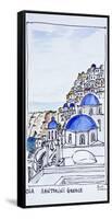 Traditional architecture in the town of Oia, island of Santorini, Greece-Richard Lawrence-Framed Stretched Canvas