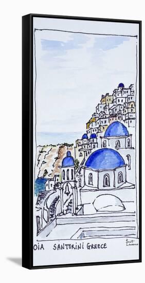 Traditional architecture in the town of Oia, island of Santorini, Greece-Richard Lawrence-Framed Stretched Canvas