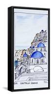 Traditional architecture in the town of Oia, island of Santorini, Greece-Richard Lawrence-Framed Stretched Canvas