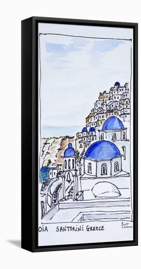 Traditional architecture in the town of Oia, island of Santorini, Greece-Richard Lawrence-Framed Stretched Canvas