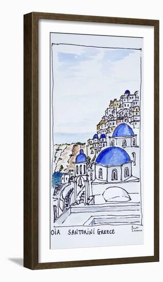 Traditional architecture in the town of Oia, island of Santorini, Greece-Richard Lawrence-Framed Photographic Print