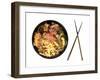 Traditional Asian Food, Korean Noodles with Meat and Vegetables.-rateland-Framed Photographic Print
