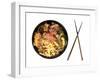 Traditional Asian Food, Korean Noodles with Meat and Vegetables.-rateland-Framed Photographic Print