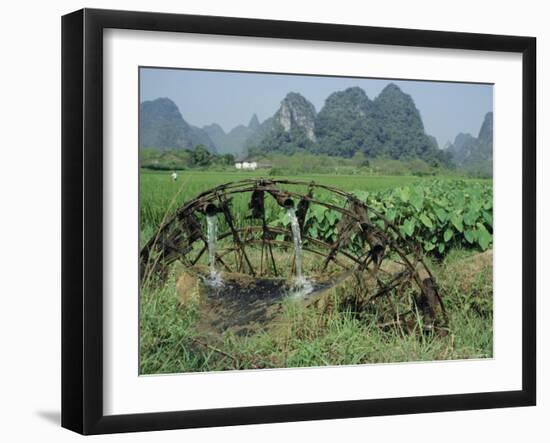 Traditional Bamboo Waterwheel, Guilin, China, Asia-Gina Corrigan-Framed Photographic Print
