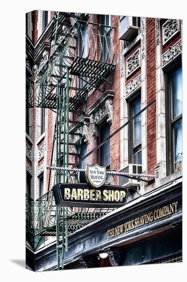 Traditional Barber Shop Sign, Manhattan, New York City-George Oze-Stretched Canvas
