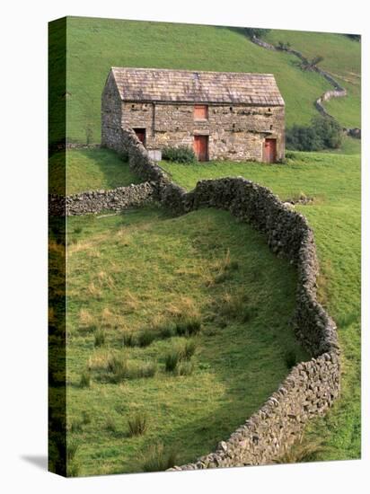 Traditional Barn in Upper Swaledale, Yorkshire Dales National Park, Yorkshire, England, UK-Patrick Dieudonne-Stretched Canvas