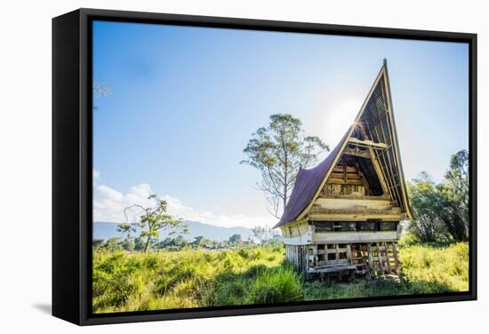 Traditional Batak House in Lake Toba, Sumatra, Indonesia, Southeast Asia-John Alexander-Framed Stretched Canvas