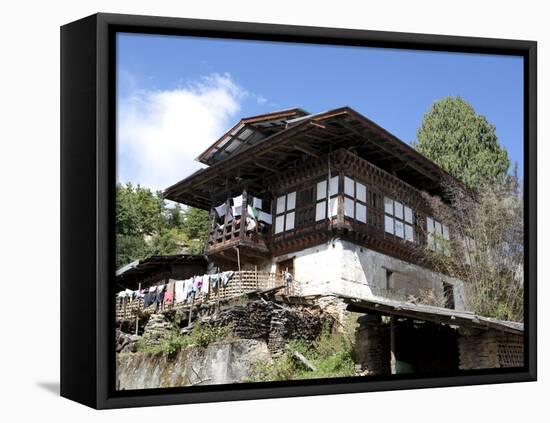 Traditional Bhutanese House in the Bumthang Valley, Bhutan, Asia-Lee Frost-Framed Stretched Canvas