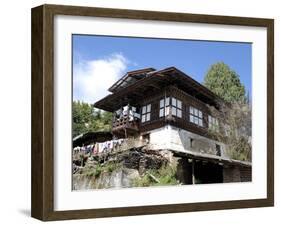 Traditional Bhutanese House in the Bumthang Valley, Bhutan, Asia-Lee Frost-Framed Photographic Print