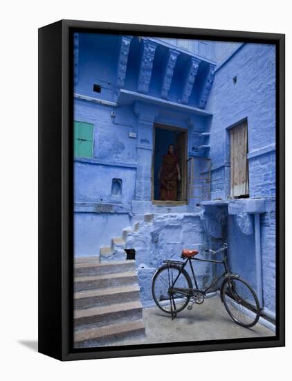 Traditional Blue Architechture, Jodhpur, Rajasthan, India-Doug Pearson-Framed Stretched Canvas