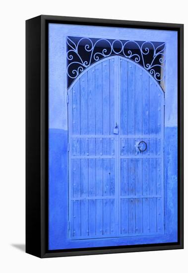 Traditional Blue Painted Door, Chefchaouen, Morocco, North Africa, Africa-Neil Farrin-Framed Stretched Canvas