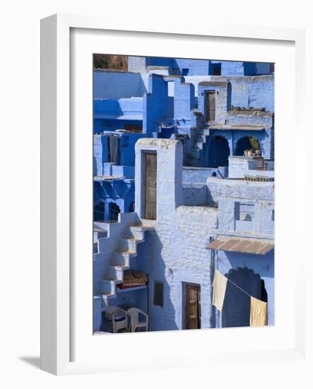 Traditional Blue Painted House, Jodphur, Rajasthan, India-Keren Su-Framed Photographic Print