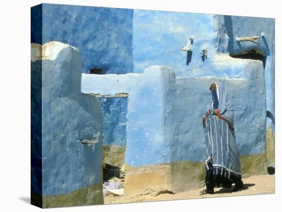 Traditional Blue Woven, Brocade Shawl of Siwa, Egypt-Alexander Nesbitt-Stretched Canvas