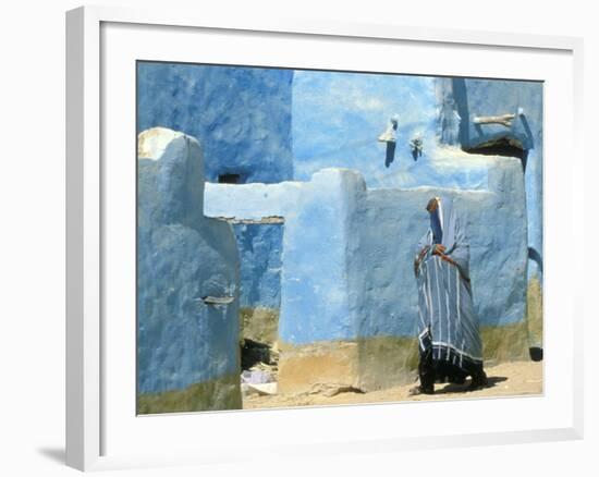 Traditional Blue Woven, Brocade Shawl of Siwa, Egypt-Alexander Nesbitt-Framed Photographic Print