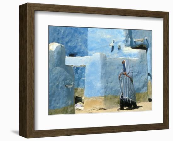 Traditional Blue Woven, Brocade Shawl of Siwa, Egypt-Alexander Nesbitt-Framed Photographic Print