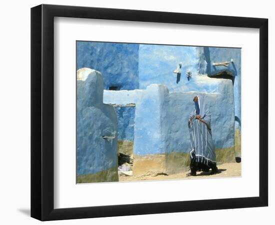 Traditional Blue Woven, Brocade Shawl of Siwa, Egypt-Alexander Nesbitt-Framed Photographic Print