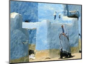 Traditional Blue Woven, Brocade Shawl of Siwa, Egypt-Alexander Nesbitt-Mounted Photographic Print