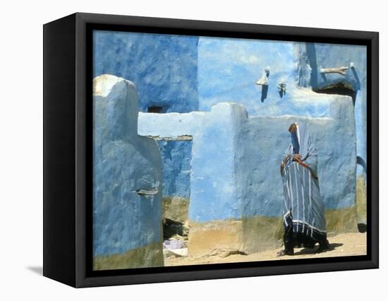 Traditional Blue Woven, Brocade Shawl of Siwa, Egypt-Alexander Nesbitt-Framed Stretched Canvas