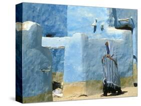 Traditional Blue Woven, Brocade Shawl of Siwa, Egypt-Alexander Nesbitt-Stretched Canvas