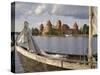 Traditional Boat and Trakai Castle, Trakai, Near Vilnius, Lithuania, Baltic States-Gary Cook-Stretched Canvas