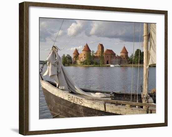 Traditional Boat and Trakai Castle, Trakai, Near Vilnius, Lithuania, Baltic States-Gary Cook-Framed Photographic Print