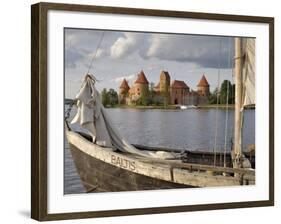 Traditional Boat and Trakai Castle, Trakai, Near Vilnius, Lithuania, Baltic States-Gary Cook-Framed Photographic Print