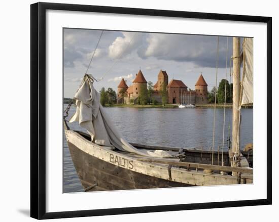 Traditional Boat and Trakai Castle, Trakai, Near Vilnius, Lithuania, Baltic States-Gary Cook-Framed Photographic Print