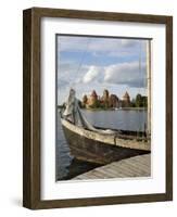 Traditional Boat and Trakai Castle, Trakai, Near Vilnius, Lithuania, Baltic States-Gary Cook-Framed Photographic Print