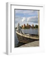 Traditional Boat and Trakai Castle, Trakai, Near Vilnius, Lithuania, Baltic States-Gary Cook-Framed Photographic Print