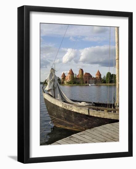 Traditional Boat and Trakai Castle, Trakai, Near Vilnius, Lithuania, Baltic States-Gary Cook-Framed Photographic Print