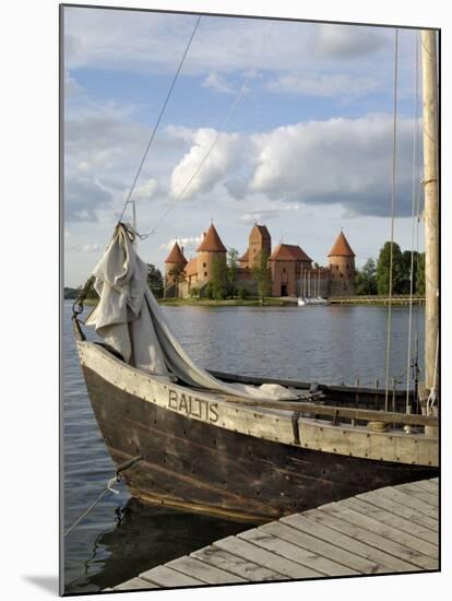 Traditional Boat and Trakai Castle, Trakai, Near Vilnius, Lithuania, Baltic States-Gary Cook-Mounted Photographic Print