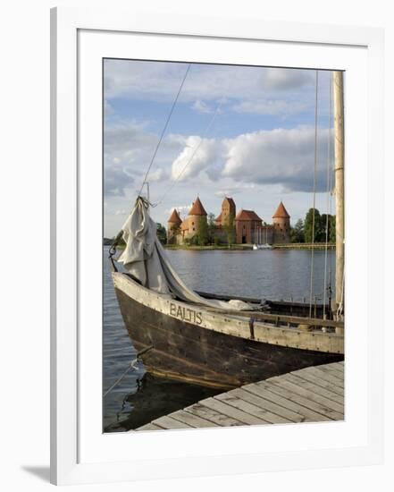 Traditional Boat and Trakai Castle, Trakai, Near Vilnius, Lithuania, Baltic States-Gary Cook-Framed Photographic Print