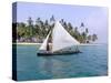 Traditional Boat of the Cuna Indians, Kuanidup Island, Rio Sidra, San Blas Islands, Panama-Bruno Morandi-Stretched Canvas