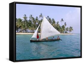 Traditional Boat of the Cuna Indians, Kuanidup Island, Rio Sidra, San Blas Islands, Panama-Bruno Morandi-Framed Stretched Canvas