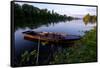 Traditional boats on Loire River, Chouze-sur-Loire, UNESCO World Heritage Site, Indre et loire, Loi-Nathalie Cuvelier-Framed Stretched Canvas