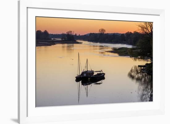 Traditional boats on Loire River, Chouze-sur-Loire, UNESCO World Heritage Site, Indre et loire, Loi-Nathalie Cuvelier-Framed Photographic Print