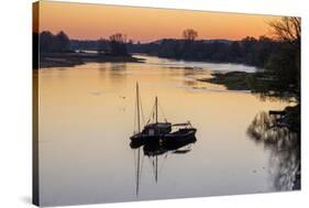 Traditional boats on Loire River, Chouze-sur-Loire, UNESCO World Heritage Site, Indre et loire, Loi-Nathalie Cuvelier-Stretched Canvas