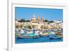 Traditional brightly painted fishing boats in the harbour at Marsaxlokk, Malta, Mediterranean, Euro-Martin Child-Framed Photographic Print