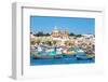 Traditional brightly painted fishing boats in the harbour at Marsaxlokk, Malta, Mediterranean, Euro-Martin Child-Framed Photographic Print