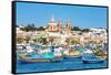 Traditional brightly painted fishing boats in the harbour at Marsaxlokk, Malta, Mediterranean, Euro-Martin Child-Framed Stretched Canvas