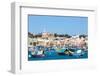 Traditional brightly painted fishing boats in the harbour at Marsaxlokk, Malta, Mediterranean, Euro-Martin Child-Framed Photographic Print