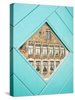 Traditional Building Reflected in the Window, Bruges, Belgium-Nadia Isakova-Stretched Canvas