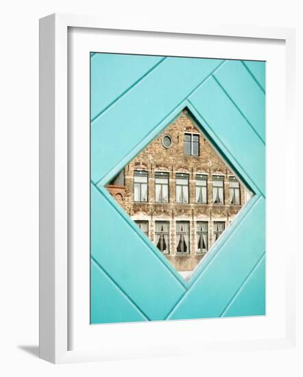 Traditional Building Reflected in the Window, Bruges, Belgium-Nadia Isakova-Framed Photographic Print