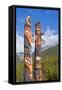 Traditional Canadian Native Totem Poles at Sunwapta Falls Resort-Neale Clark-Framed Stretched Canvas