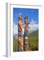 Traditional Canadian Native Totem Poles at Sunwapta Falls Resort-Neale Clark-Framed Photographic Print