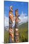 Traditional Canadian Native Totem Poles at Sunwapta Falls Resort-Neale Clark-Mounted Photographic Print