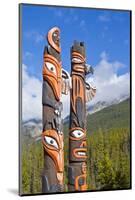 Traditional Canadian Native Totem Poles at Sunwapta Falls Resort-Neale Clark-Mounted Photographic Print