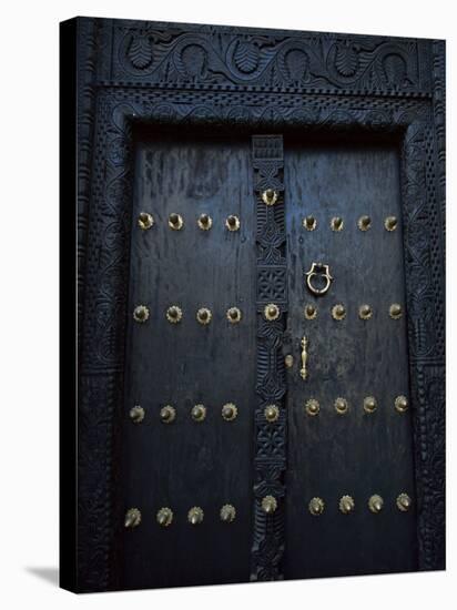 Traditional Carved Wooden Door in Stone Town, Zanzibar, Tanzania, East Africa, Africa-Yadid Levy-Stretched Canvas